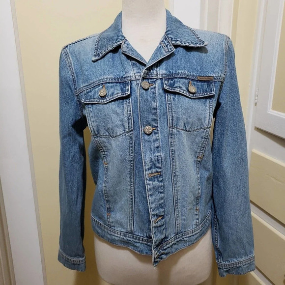 Calvin Klein Denim Jacket / 90s Stonewashed / Metal Button Down / Medium - Picture 1 of 6